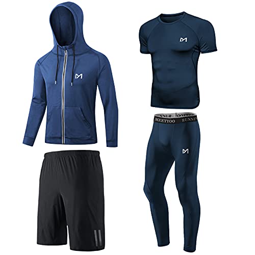 MEETYOO Kompressionsshirt Herren, Leggings Sport Laufhose Funktionsshirt Männer Jacke Kompressionshose Funktionswäsche für Running Gym Fitness von MEETYOO