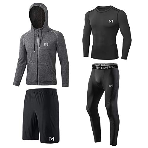 MEETYOO Kompressionsshirt Herren, Leggings Sport Laufhose Funktionsshirt Männer Jacke Kompressionshose Funktionswäsche für Running Gym Fitness von MEETYOO