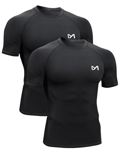 MEETYOO Kompressionsshirt Herren,Funktionsshirt Kurzarm Fitnessshirt Männer Sportshirt Atmungsaktiv Laufshirt für Laufen Jogging Sportshirt Turnhalle von MEETYOO