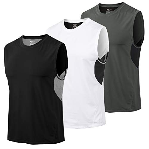 MEETYOO Men's T6 Vest, Schwarz + Grau + Weiß, S von MEETYOO
