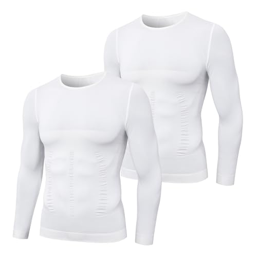 MEETYOO Shapewear Kompressionsshirt Herren Langarm Body Shaper Sportshirt Tight Unterwäsche Unterhemd Funktionsshirt Atmungsaktiv Fitness Bodybuilding Männer Top von MEETYOO