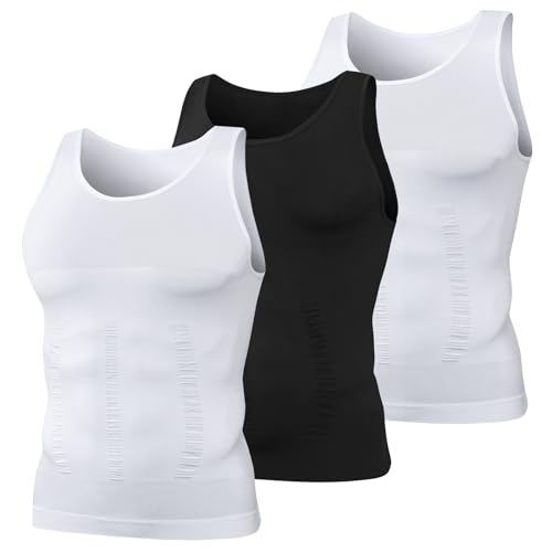 MEETYOO Kompression Tank Top Herren, Shapewear Ärmelloses Muskelshirts Gym Sport Unterhemd Männer T Shirt Bodybuilding Workout Body Shaper Oberteil von MEETYOO