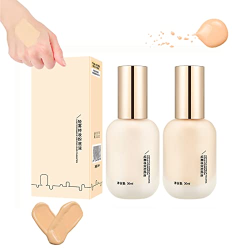 Hydrating Waterproof and Light Long Lasting Foundation, Concealer Foundation Cream, Light Makeup Holding Liquid Foundation, for Combination & Oily Skin (Ivory+Natural) von MEEVER