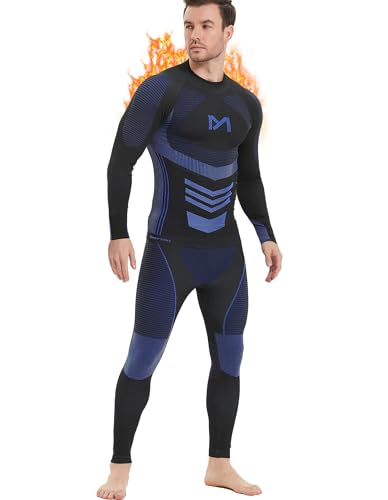 MEETYOO Thermounterwäsche Set Herren, Innenfleece Lange Funktionsunterwäsche Atmungsaktiv Winter Skiunterwäsche Sport Kompressionsanzug für Workout Skifahren Laufen Radsport Wandern von MEETYOO