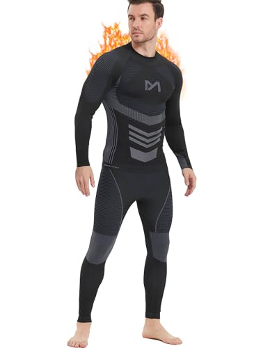 MEETYOO Thermounterwäsche Set Herren, Innenfleece Lange Funktionsunterwäsche Atmungsaktiv Winter Skiunterwäsche Sport Kompressionsanzug für Workout Skifahren Laufen Radsport Wandern von MEETYOO