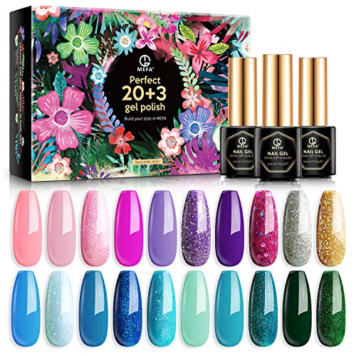 MEFA 23 Stück Farbgel Set, Gel Nagellack Set UV Gel Nagelgel Set, Farben Nail Gel Polish Set für Nagel-Design, Nagel Kunst Farbgel Nagelgel von MEFA