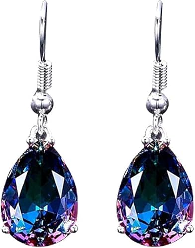 Carry stone Premium Qualität Mode Ohrringe für Frauen, Mode Multicolor Faux Gem Waterdrop Birne Haken Ohrringe Partei Schmuck Eardrop - Multicolor von MEGAHERZ