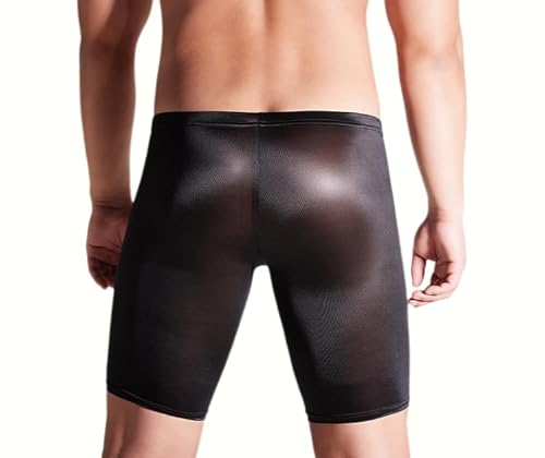 Herren Kurze Hose Sexy Transparentes Unterwäsche Strumpfhosen für Männer Eng Trainieren Fitness Boxer Unterteile (schwarz) von MEGAHERZ