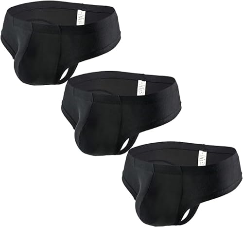 MEGAHERZ Herren-Unterwäsche aus Eisseide, einfarbig, atmungsaktiv, G-String, 3 Schwarz, L von MEGAHERZ