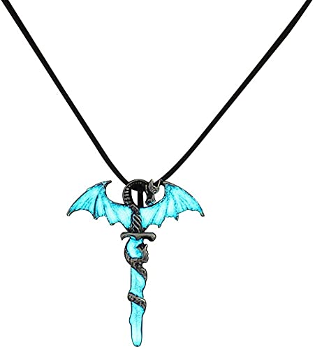 MEGAHERZ Retro Dragon Luminous Glowing Anhänger Halskette für Frauen Männer im Dunkeln leuchten Choker Kette Schmuck Paar Geschenke Collier Femme Praktisches Design und langlebig von MEGAHERZ