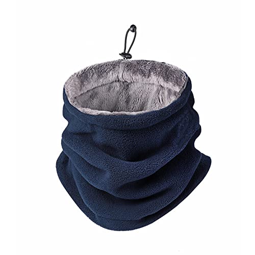 MEGAHERZ Schal Herren Damen Winter Halstuch Mit Einstellbare Kordelzug Nackenwärmer Multifunktionstuch Loop Für Outdoor Multifunktionstuch Schlauchschal Elastische Polarfleece, (Dunkelblau) von MEGAHERZ