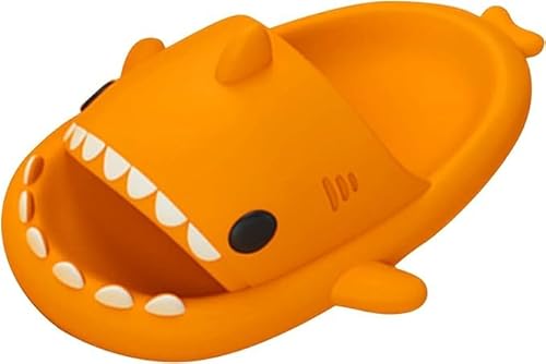 MEGAHERZ Shark Sildes Kinder, Hai Hausschuhe Schuhe Kind Sommer Rutschfeste Badelatschen Weich und Bequem Haifisch Schlappen Badeschuhe Strand Lustig Hai Sandalen (Orange,36) von MEGAHERZ