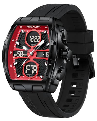 MEGALITH Herren Uhr Analog Digital: Wasserdicht LED Datum Wecker Stoppuhr - Sport Schwarz Militär Große Uhren für Männer von MEGALITH