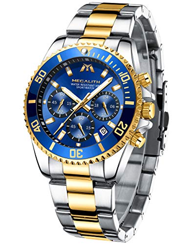 MEGALITH Herrenuhr Edelstahl Chronographen Herren Armbanduhr Großes Wasserdicht Designer Uhren fur Männer Leuchtende Analog Datum Kleid Mode MEGALITH Herrenuhr Edelstahl Chronographen Herren Armbanduhr Großes Wasserdicht Designer Uhren fur Männer Leuchtende Analog Datum Kleid Mode von MEGALITH