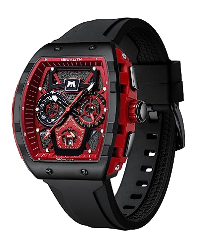 MEGALITH Herrenuhr Groß Militär Sportlich Chronographen Armbanduhr Herren Schwarz Rubber Wasserdicht Analog Quarz Uhr Herren Lässig Designer Uhren fur Männer Datum Leuchtend Geschenke für Männer von MEGALITH