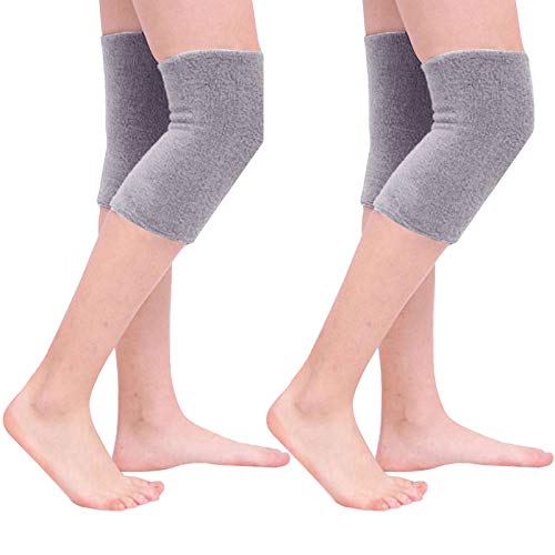 MEGAUK 2 Paare Damen Kniewärmer Winter Warm Knieschützer Elastisch Beinwärmer Winddicht Knieschoner Anti-Rutsch Design für Tanzen Yoga Fußball (Grau) von MEGAUK