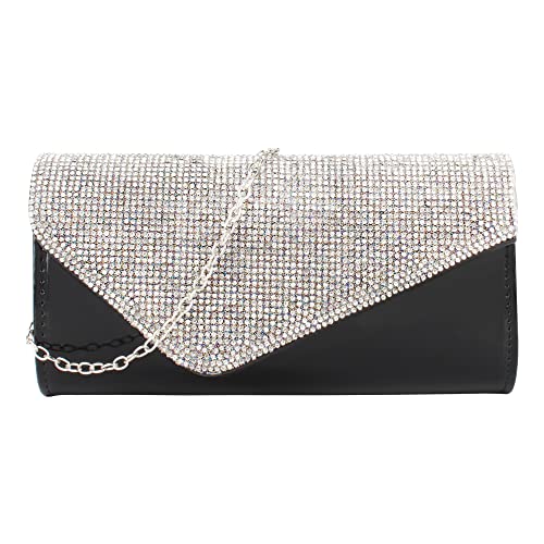 MEGAUK Damen Clutch Glitzer Abendtasche Glänzend Handtasche Envelope Tasche Strass Unterarmtasche mit Kette für Hochzeit Wedding Prom Party von MEGAUK