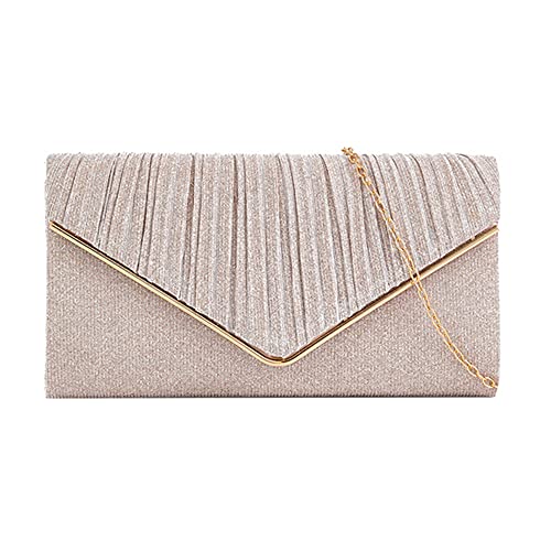 MEGAUK Damen Clutch Glitzer Elegant Abendtasche Glänzend Handtasche Envelope Tasche Strass Unterarmtasche mit Kette für Hochzeit Wedding Prom Party von MEGAUK