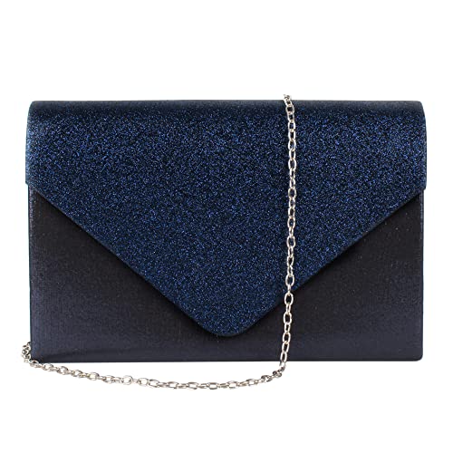 MEGAUK Damen Clutch Glitzer Elegant Abendtasche Glänzend Handtasche Envelope Tasche Strass Unterarmtasche mit Kette für Hochzeit Wedding Prom Party von MEGAUK