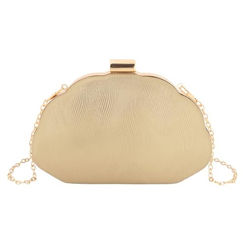 MEGAUK Damen Clutch Glitzer Muschel Abendtasche Glänzend Handtasche Strass Tasche mit Kette für Hochzeit Wedding Party (08737 Gold) von MEGAUK