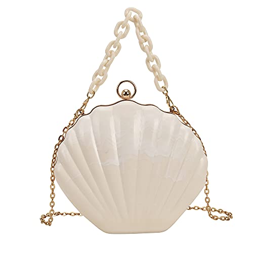 MEGAUK Damen Clutch Muschel Abendtasche Handtasche Mode Tasche mit Kette für Hochzeit Wedding Party von MEGAUK