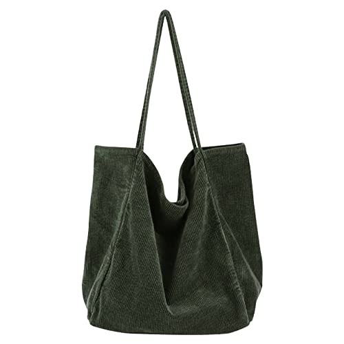 MEGAUK Damen Cord Shopper Umhängetasche Große Kapazität Schultertasche Kord Tote Bag für Uni Arbeit Mädchen Schule von MEGAUK