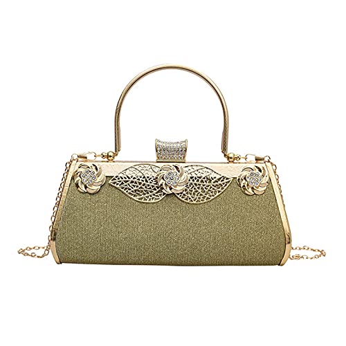 MEGAUK Damen Glitzer Abendtasche Vintage Clutch Tasche mit Abnehmbare Kette für Hochzeit Bankett Prom Party, Gold von MEGAUK