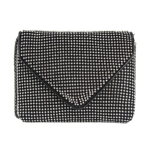 MEGAUK Damen Glitzer Clutch Kristall Unterarmtasche mit Abnehmbare Kette für Hochzeit Wedding Ball Bankett Prom Party, Schwarz von MEGAUK