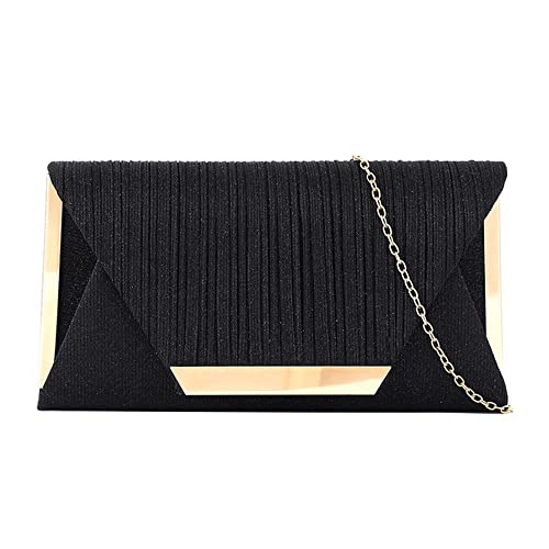 MEGAUK Damen Glitzer Clutch Unterarmtasche Abendtasche mit Abnehmbare Kette für Hochzeit Wedding Ball Bankett Prom Party, Schwarz von MEGAUK