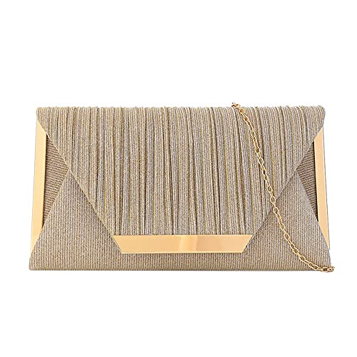 MEGAUK Damen Glitzer Clutch Unterarmtasche Abendtasche mit Abnehmbare Kette für Hochzeit Wedding Ball Bankett Prom Party, Beige von MEGAUK