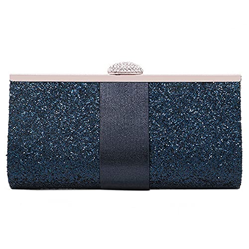 MEGAUK Damen Glitzer Clutch Unterarmtasche mit Abnehmbare Kette für Hochzeit Wedding Ball Bankett Prom Party, Glitzer Dunkelblau von MEGAUK