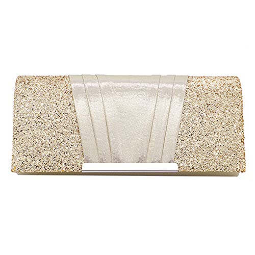 MEGAUK Damen Glitzer Clutch Unterarmtasche mit Abnehmbare Kette für Hochzeit Wedding Ball Bankett Prom Party, Gold von MEGAUK