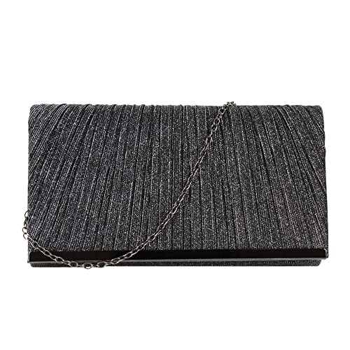 MEGAUK Damen Glitzer Clutch Unterarmtasche mit Abnehmbare Kette für Hochzeit Wedding Ball Bankett Prom Party, Grau von MEGAUK