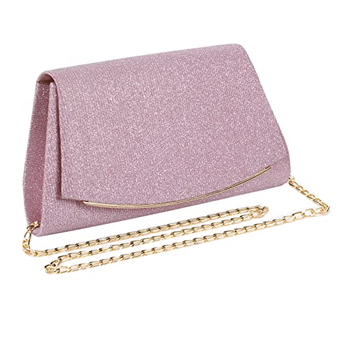 MEGAUK Damen Glitzer Clutch Unterarmtasche mit Abnehmbare Kette für Hochzeit Wedding Ball Bankett Prom Party, Rosa von MEGAUK