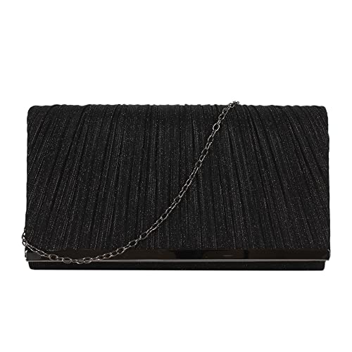 MEGAUK Damen Glitzer Clutch Unterarmtasche mit Abnehmbare Kette für Hochzeit Wedding Ball Bankett Prom Party, Schwarz von MEGAUK