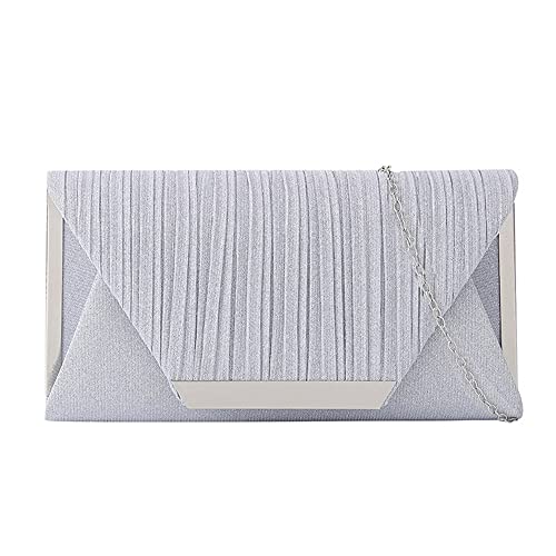 MEGAUK Damen Glitzer Clutch Unterarmtasche Abendtasche mit Abnehmbare Kette für Hochzeit Wedding Ball Bankett Prom Party, Silber von MEGAUK