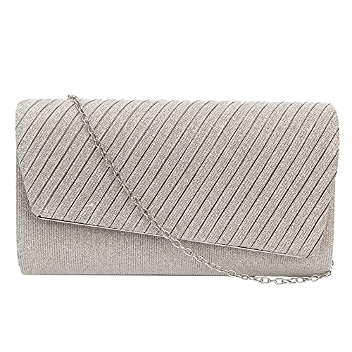 MEGAUK Damen Glitzer Clutch Unterarmtasche mit Abnehmbare Kette für Hochzeit Wedding Ball Bankett Prom Party von MEGAUK