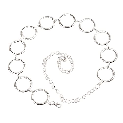 MEGAUK Damen Kettengürtel Ring Taillengürtel Hüftgurt Metallgürtel für Hochzeit Kleid 4cm Breit - Silber von MEGAUK