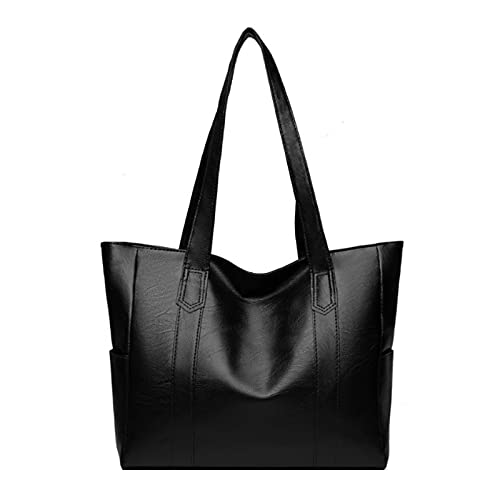 MEGAUK Damen Leder Taschen Multi-Pocket Weiche Leder Handtaschen Große Kapazität Handtaschen Frauen Schultertaschen Tote Handtaschen Mode Handtaschen, Schwarz , Einheitsgröße von MEGAUK