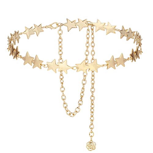 MEGAUK Damen Retro Kettengürtel Münzgürtel Fransen Bauchtanz Gürtel Metall Taillengürtel Hüftgurt von MEGAUK