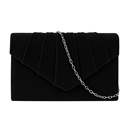 MEGAUK Damen Samt Clutch Elegant Abendtasche Handtasche Envelope Tasche Unterarmtasche mit Kette für Hochzeit Wedding Prom Party von MEGAUK