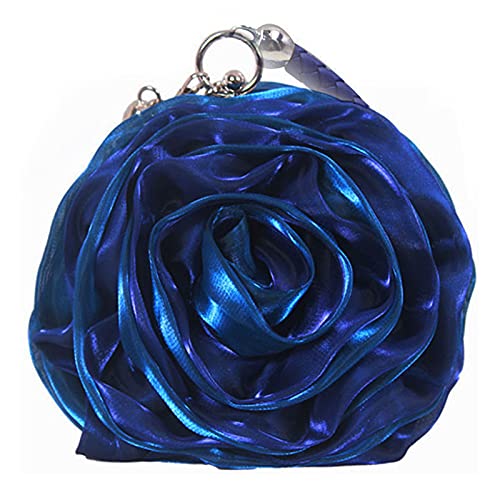 MEGAUK Damen Satin Clutch Rose Abendtasche Mini Handgelenktasche Clutch-Geldbörsen für Hochzeit Party Handy (Blau) von MEGAUK