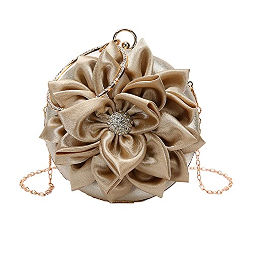 MEGAUK Damen Satin Clutch Rose Abendtasche Mini Handgelenktasche Clutch-Geldbörsen für Hochzeit Party Handy (Champagner) von MEGAUK