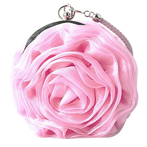 MEGAUK Damen Satin Clutch Rose Abendtasche Mini Handgelenktasche Clutch-Geldbörsen für Hochzeit Party Handy (Pink) von MEGAUK