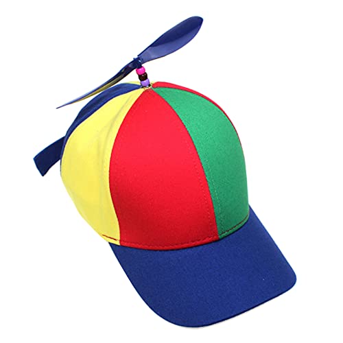 MEGAUK Eltern-Kind Mütze Hubschrauber Propeller Mütze Helikopter Basecap Lustige Baseball Cap Baseballmütze für Party Weihnachten (Blau Erwachsener) von MEGAUK