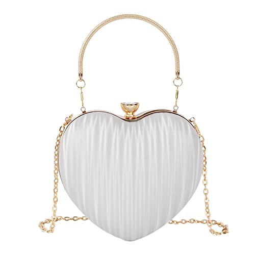 MEGAUK Herz Clutch Heart-Shaped Handtasche Braut Kleid Abendtasche mit Schultergurt Henkel für Prom Party Hochzeit von MEGAUK