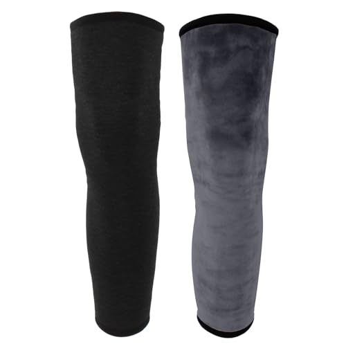 MEGAUK Winter Warm Beinwärmer Kniewärmer für Alte Leute - Verdicken Knieschützer Verlängern Knieschoner Winddicht Elastische Kneepad (07263 Schwarz + Grau) von MEGAUK
