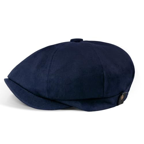 MEGAVOW Schirmmütze Damen Herren Baskenmütze Barett, 8 Panel Fischgräten Retro Schiebermütze Schlägermütze Gatsby Newsboy Flat Cap, Größe 55-59cm von MEGAVOW