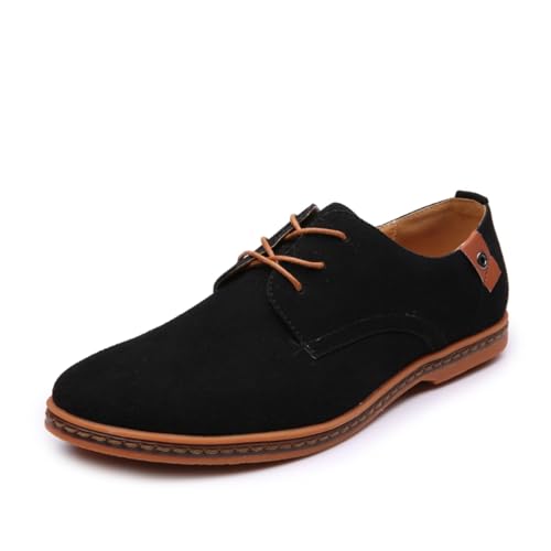 MEGXON Freizeitschuhe Wildleder für Herren Derbys Schnürschuhe Leder Bequeme Schuhe Kleidung Arbeit Casual, Blackk, 43 EU von MEGXON