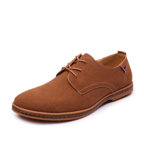 MEGXON Freizeitschuhe Wildleder für Herren Derbys Schnürschuhe Leder Bequeme Schuhe Kleidung Arbeit Casual, Braun, 38 EU von MEGXON